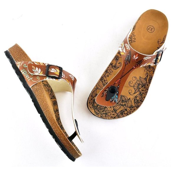 Brown Arrow T-Strap Sandal - Calceo Line of Goby Shoes - Picture 3 of 6